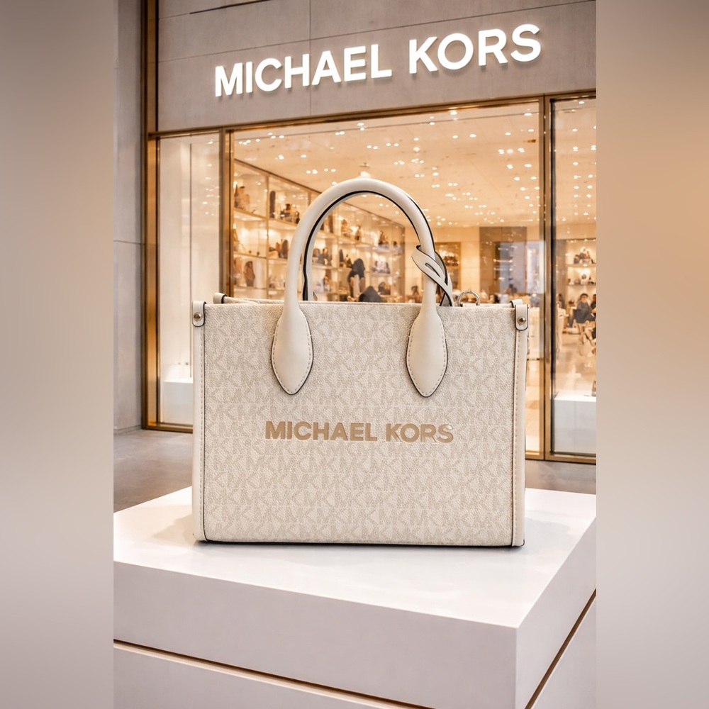Michael Kors White & Ivory Signature Logo Bag W/Crossbody. Absolutely Stunning